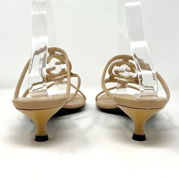 GUCCI Nude Leather GG Logo Kitten Heel Sandals – Size 38 - Picture 5 of 9